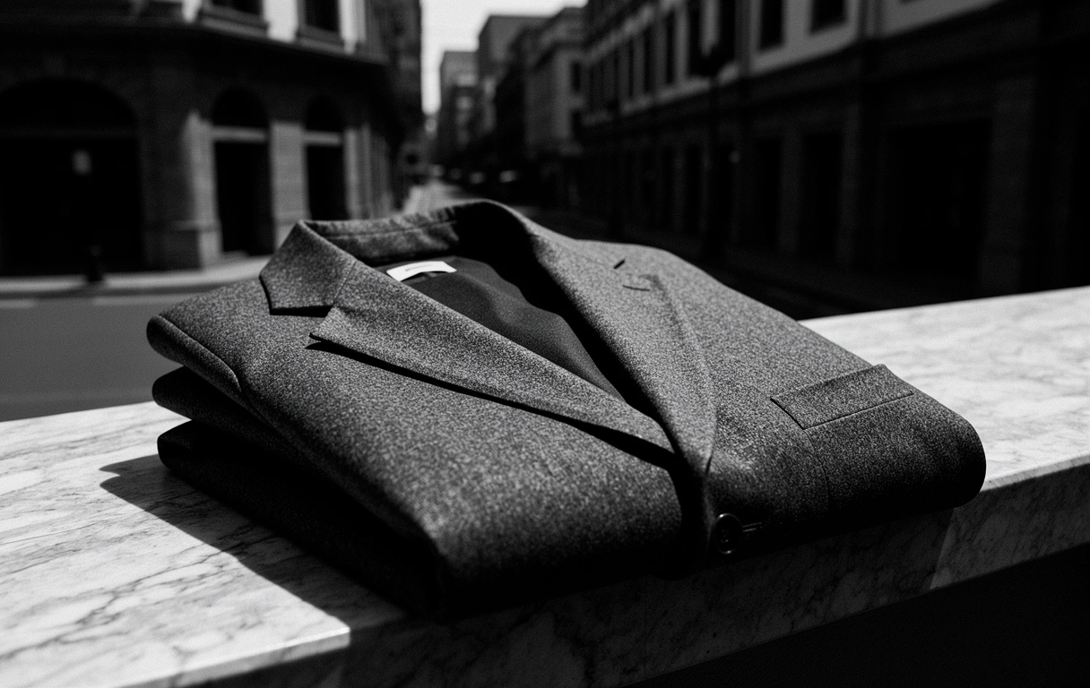 Refined wool suit fabric detail